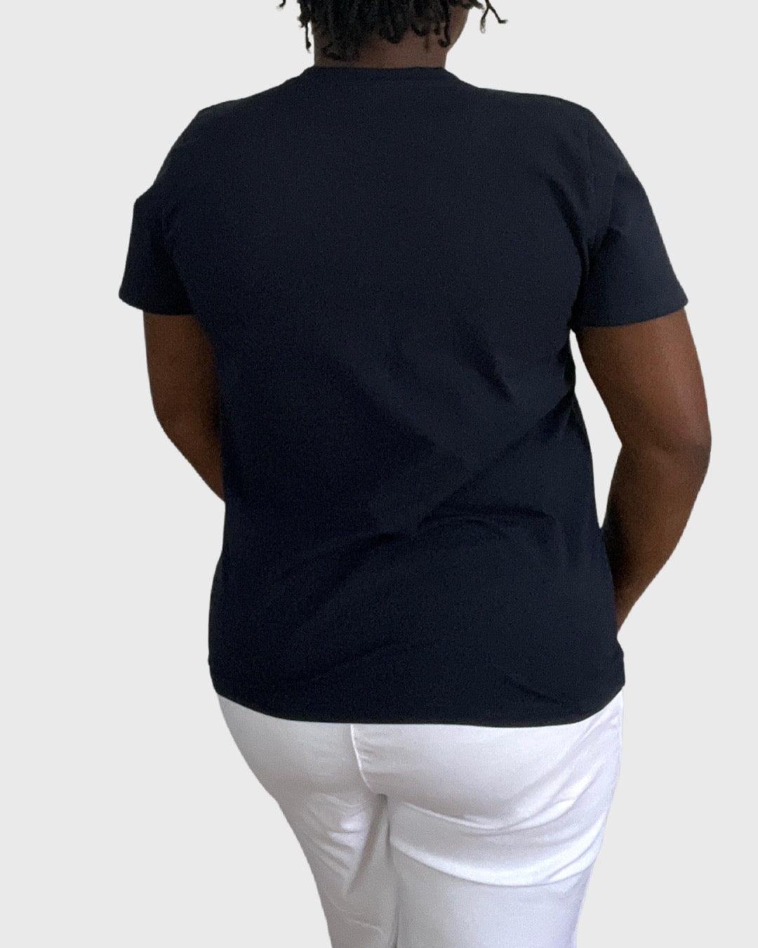 Schwarzes Damen T-Shirt mit Applikation aus Afrikanischen