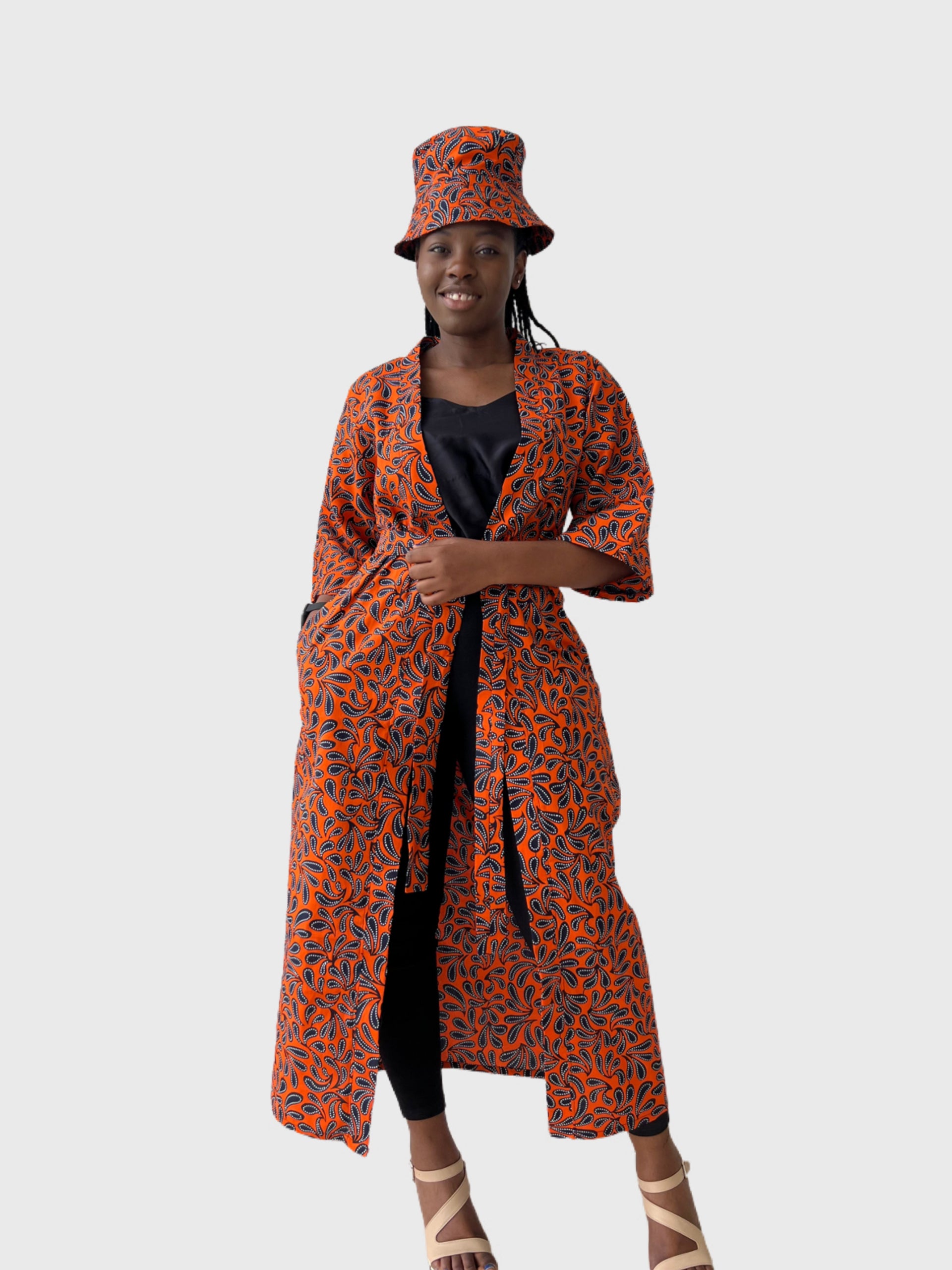 Afrikanische Damenkimono | Ankara Damen-Jacke Orange