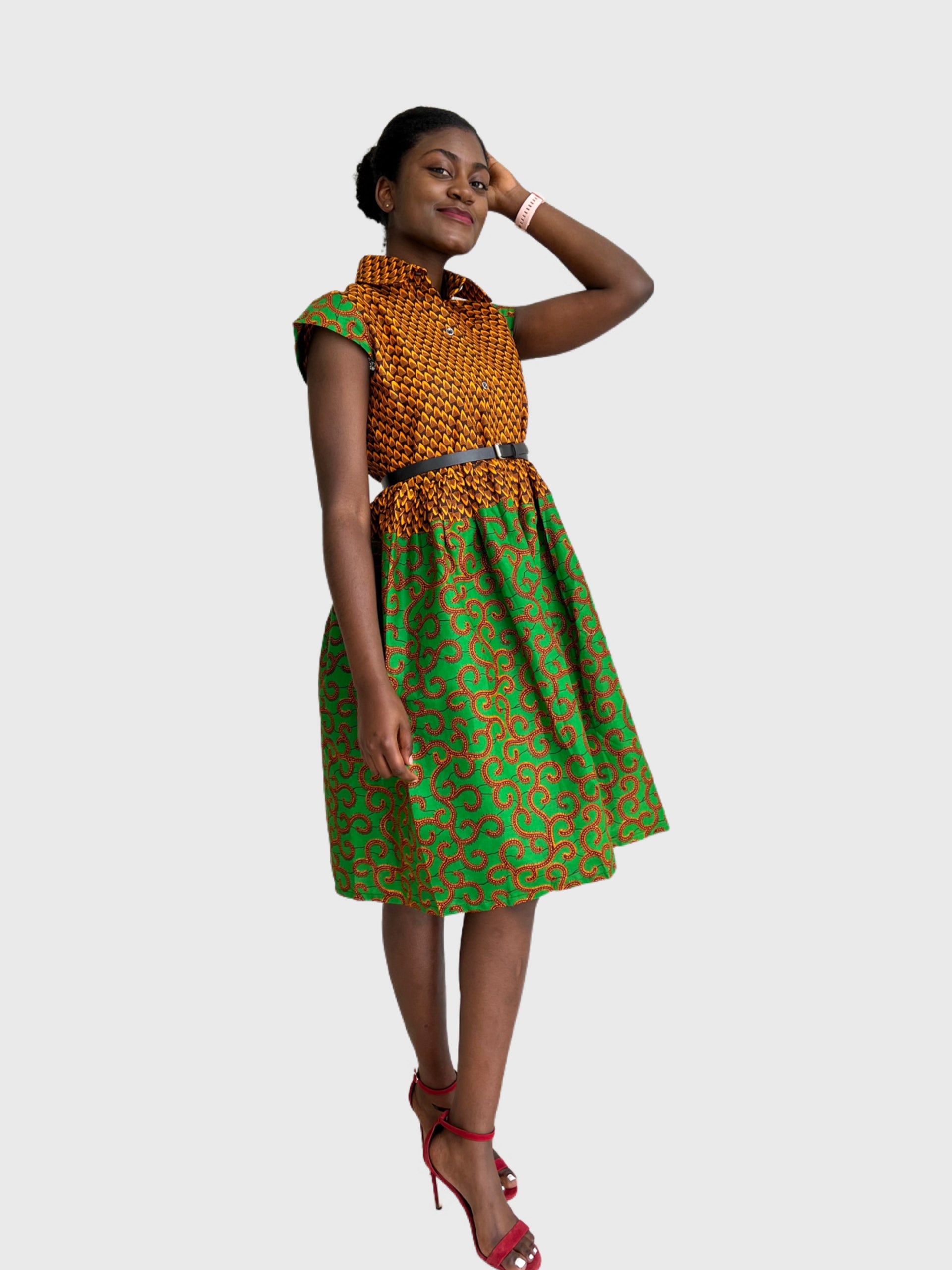 Afrikanische Damen Schlagkleid, Ankara HemdKleid