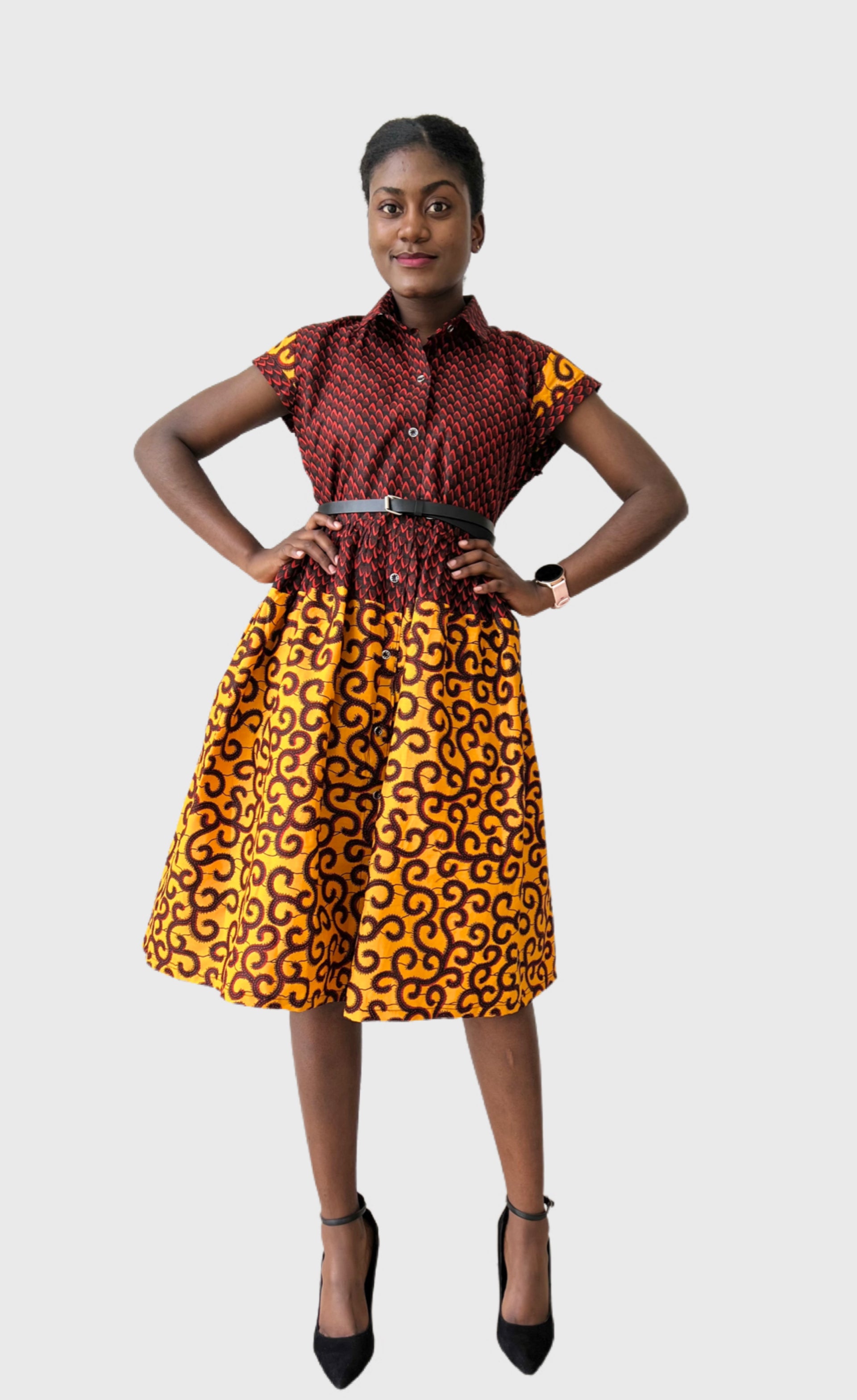 Damenkleid | Afrikanische Damen HemdKleid | Ankara Schlagkleid