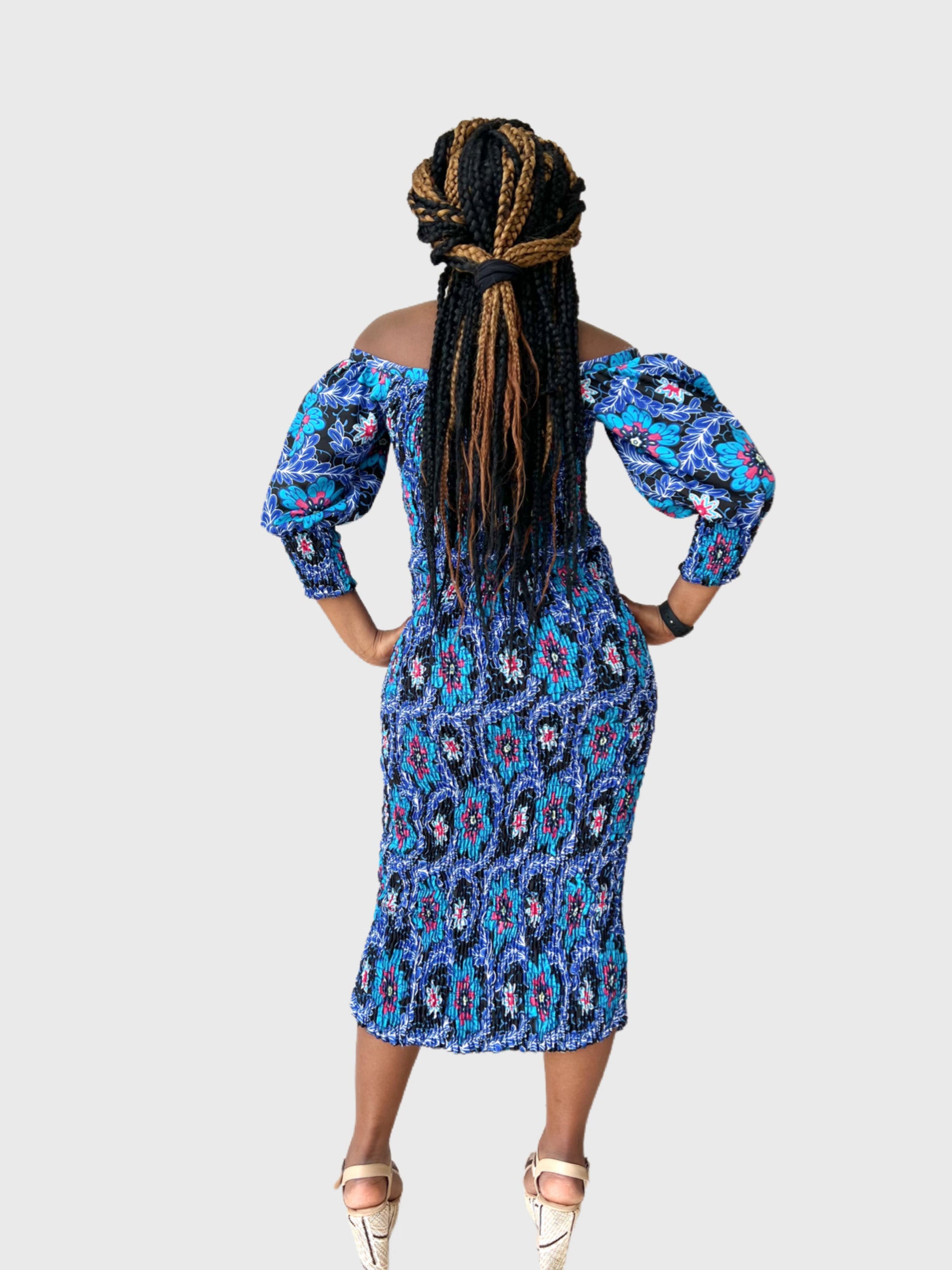 Damenkleid | Ankara Gesmoktes Kleid | Afrikanischer Stil
