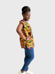 Afrikanische Damen-Shirt, Ankara Baumwolle Kente Oberteil