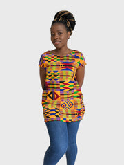 Afrikanische Damen-Shirt, Ankara Baumwolle Kente Oberteil