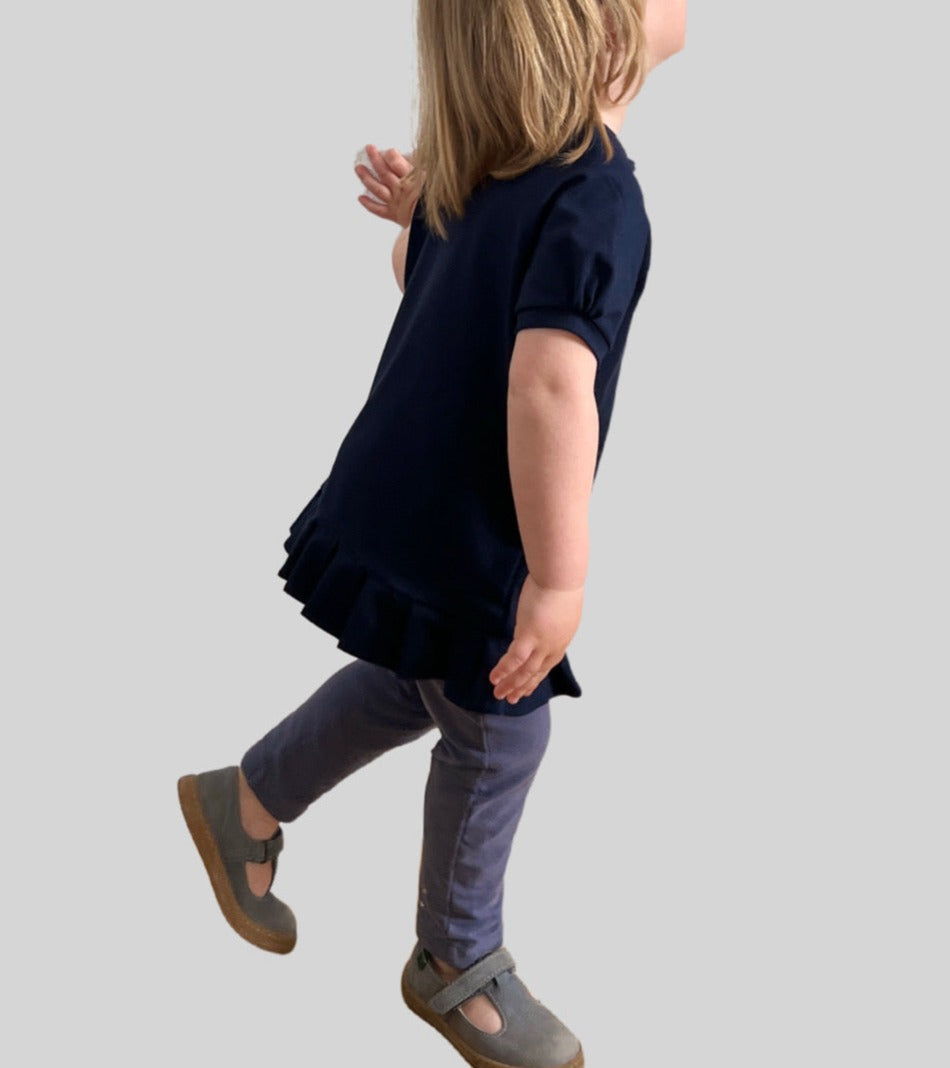 Blau Mädchen Baumwolljersey Bluse im Öko-Tex Standard 100, Girl T-Shirt Größe 98 bis 164 | Yemssyro