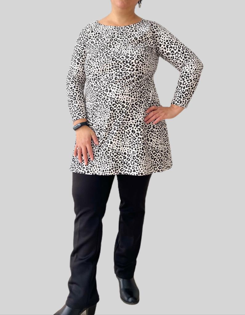 Baumwolljersey-Bluse mit Prints, Lange Damen-Top von Größe XS-4XL | Yemssyro