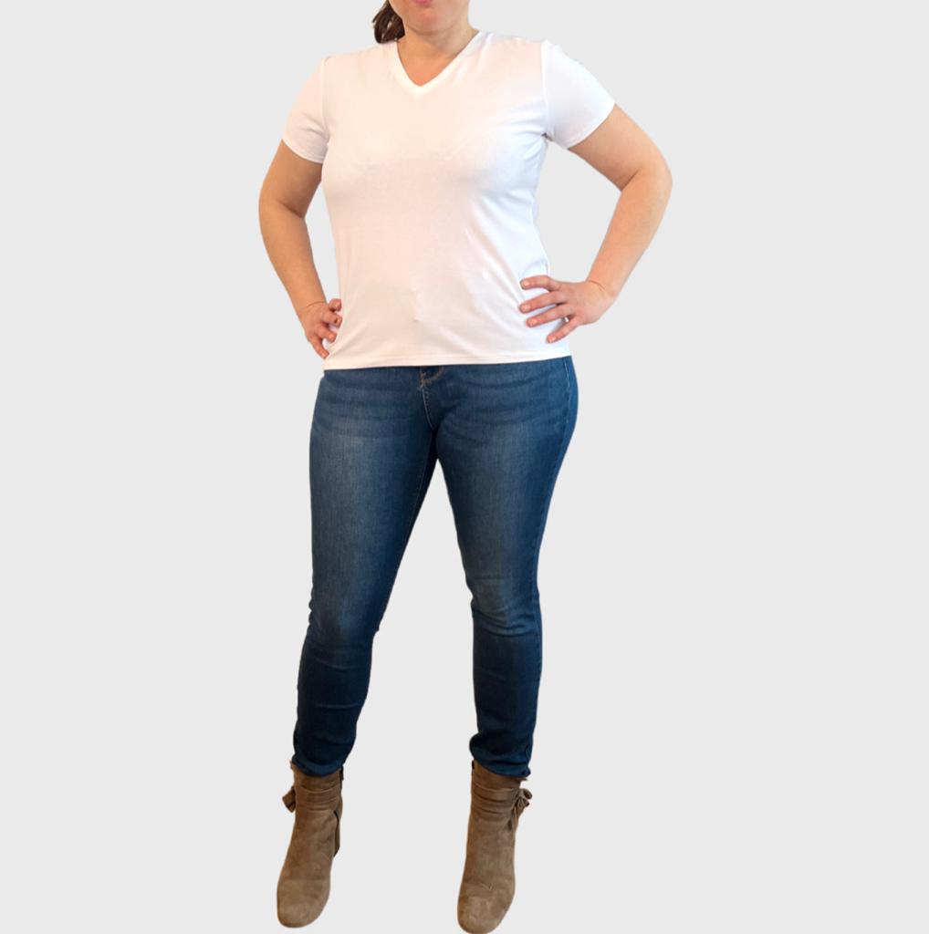 Kurzarm Damen T-Shirt, Baumwolljersey-Komfort mit Stil, Weiß Größe XS- 4XL | Yemssyro