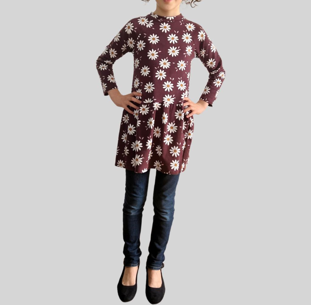 Mädchen Winter Kleid, Größe 98 bis 164 Lila Baumwolle | Yemssyro
