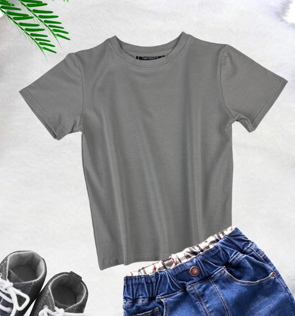 Unisex Kinder T-Shirt,Grau, Mädchen und Jungen Handmade Basic T-Shirt- Größe 98-164, | Yemssyro